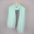 Lightweight solid mint green cotton linen scarf with soft bubble texture for women - 90*180cm / 1# (Mint Green)