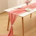 Elegant pink chiffon table runner for wedding banquet and party table decoration. - Peach / 70-600cm
