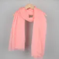 Soft peach coral cotton linen blend scarf with frayed edges for women summer sun protection - 90*180cm / 2# (Coral Pink)
