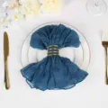 Dark teal blue bohemian wrinkled bali yarn cheesecloth napkin for elegant wedding table decor - 50x50cm / Peacock Blue No. 68