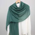 Elegante donkergroene modal rayon omslagdoek voor dames zachte glanzende textuur - Cyaan / 180cm