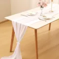 Elegant white chiffon table runner perfect for wedding party and banquet table decorations - White / 70-600cm