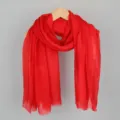 Vibrant red lightweight bubble cotton linen scarf for women sun protection wrap - 90*180cm / 4# (Bright Red)