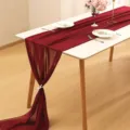 Elegant burgundy chiffon table runner perfect for wedding party and banquet decoration - Dark Red / 70-600cm
