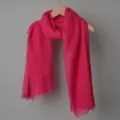 Premium bright pink cotton linen scarf featuring a bubble texture and elegant frayed edges - 90*180cm / 5# (Rose Pink)