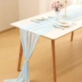 Elegant light blue chiffon table runner for wedding party and banquet table decor - Light Blue / 70-600cm