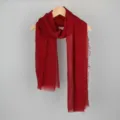 Elegant solid red cotton linen bubble scarf with soft crinkle texture for women - 90*180cm / 6# (Pure Red)