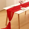 Elegant bright red chiffon table runner for wedding reception and party table decoration - Red / 70-600cm
