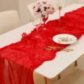 Runner da tavola bohémien in garza rossa per decorazioni nuziali e feste - 90*180cm(+-5cm) / Rosso n. 4