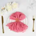 Elegant pink Balinese gauze wrinkled napkin for wedding and party table decoration. - 50x50cm / Pink no. 23