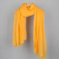 Elegant solid yellow cotton linen scarf featuring a unique bubble texture design - 90*180cm / 7# (Bright Yellow)