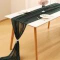 Dark green chiffon table runner for wedding banquet decoration and party atmosphere - Dark Green / 70-600cm