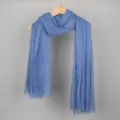 Elegant light blue cotton linen scarf featuring a unique crinkled bubble texture for women - 90*180cm / 8# (Light Blue)