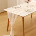 Elegant peach chiffon table runner for wedding and party banquet decoration - Off White / 70-600cm