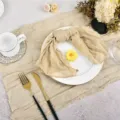 Minimalist solid beige gauze table runner for wedding and party dining table decor - 50x50cm / Dark Beige
