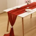 Elegant burnt orange chiffon table runner for wedding party and banquet table decoration - Brick Red / 70-600cm
