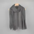 Solid grey soft cotton linen bubble scarf with crinkle texture on a wooden hanger - 90*180cm / 10# (Pure Gray)