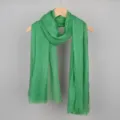 Elegant emerald green cotton linen scarf with lightweight crinkled texture for women - 90*180cm / 11# (Emerald Green)