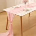 Elegant light pink chiffon table runner for romantic wedding and party table settings - Pink / 70-600cm