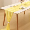 Elegant light yellow chiffon table runner for wedding and party banquet decoration - Lemon Yellow / 70-600cm