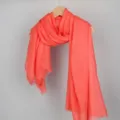 Solid coral orange cotton-linen scarf with bubble texture, breathable summer wrap shawl - 90*180cm / 14# (Coral Orange)