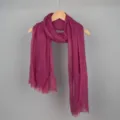 Premium fuchsia cotton linen bubble scarf for sun protection and stylish head wrapping - 90*180cm / 15# (Rose Red)