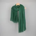 Elegant dark green solid color cotton linen scarf with premium bubble crinkle texture - 90*180cm / 18# (Dark Green)