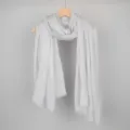Elegant light gray cotton linen scarf featuring bubble texture and fringed edges SKU - 90*180cm / 31# (Light Gray)