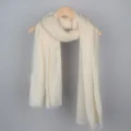 Elegant cream cotton linen bubble scarf with frayed edges for women sun protection shawl - 90*180cm / 30# (Beige White)