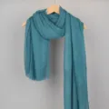Elegant plain teal cotton linen scarf with unique bubble texture for women's sun protection - 90*180cm / 36# (Peacock Blue)