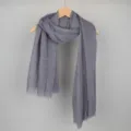 Solid gray cotton linen gauze scarf with bubble texture and frayed edges for women - 90*180cm / 28# (Dark Gray)