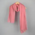 Solid pink crinkle cotton linen scarf for women with soft texture and frayed edges - 90*180cm / 26# (Pink)