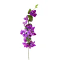 Purple artificial bougainvillea branch with silk flowers and green leaves for home decor - Small Single Branch Bougainvillea / Violet Blue