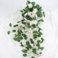 Elegante kunstmatige witte kersenbloesemrank hangplant voor wanddecoratie en bruiloften - Wit