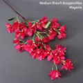 Single artificial bougainvillea branch in vibrant rose red for decorative floral display - Medium Branch Bougainvillea / Rose Red
