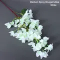 Medium-sized white artificial bougainvillea silk flower branch for home decoration - Medium Branch Bougainvillea / White
