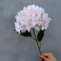 Realistic light pink artificial hydrangea stem with 3D print texture for home decor - 3D Printed Style / 72 Pcs Set / Champagne Pink