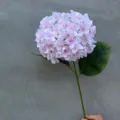 Single artificial pink and white hydrangea flower stem for elegant home and wedding decor - 3D Printed Style / 216 Patches / Light Pink