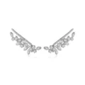 Elegante 925 Sterling Silber Blatt Ohrklemmen mit funkelnden Zirkonia - Ohrringe / Weißgold