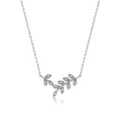Elegante Halskette aus 925er Sterlingsilber mit Blattanhänger und Zirkoniasteinen. - Kette Ohne Anhänger / Weißgold