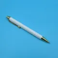 Classic white retractable ballpoint pen with golden accents for office and student use - 1.0mm Bullet Tip / White