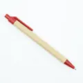 Stylo bille rétractable en papier kraft écologique avec des accents en plastique rouge - Rouge Foncé (Balle 1.0 Noir) (007)