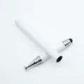 Lápiz óptico capacitivo 2 en 1 blanco con puntas de disco y fibra para dispositivos - Blanco