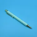 Mint green hexagonal retractable ballpoint pen with elegant gold trim for school and office - 1.0mm Bullet Tip / Green