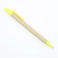 Stylo à bille écologique en papier kraft avec accents en plastique jaune, clic. - Jaune (Balle 1.0 Noir) (007)