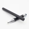 Lápiz óptico capacitivo 2 en 1 negro con disco de precisión y punta de tela para tabletas - Negro