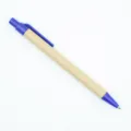 Stylo à bille écologique en papier kraft avec accents bleus et mécanisme rétractable - Blue (Bullet 1.0 Black) (007)