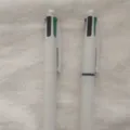 Set of two white retractable 4-color ballpoint pens with multi-color ink refills - White Barrel