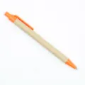 Umweltfreundlicher Kugelschreiber aus Kraftpapier mit leuchtend orangefarbenen Akzenten - Orange (Bullet 1.0 Black) (007)