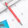 Bolígrafo 2 en 1 de metal rojo coral con punta de lápiz táctil capacitivo - Rojo Melocotón (Tinta Negra)